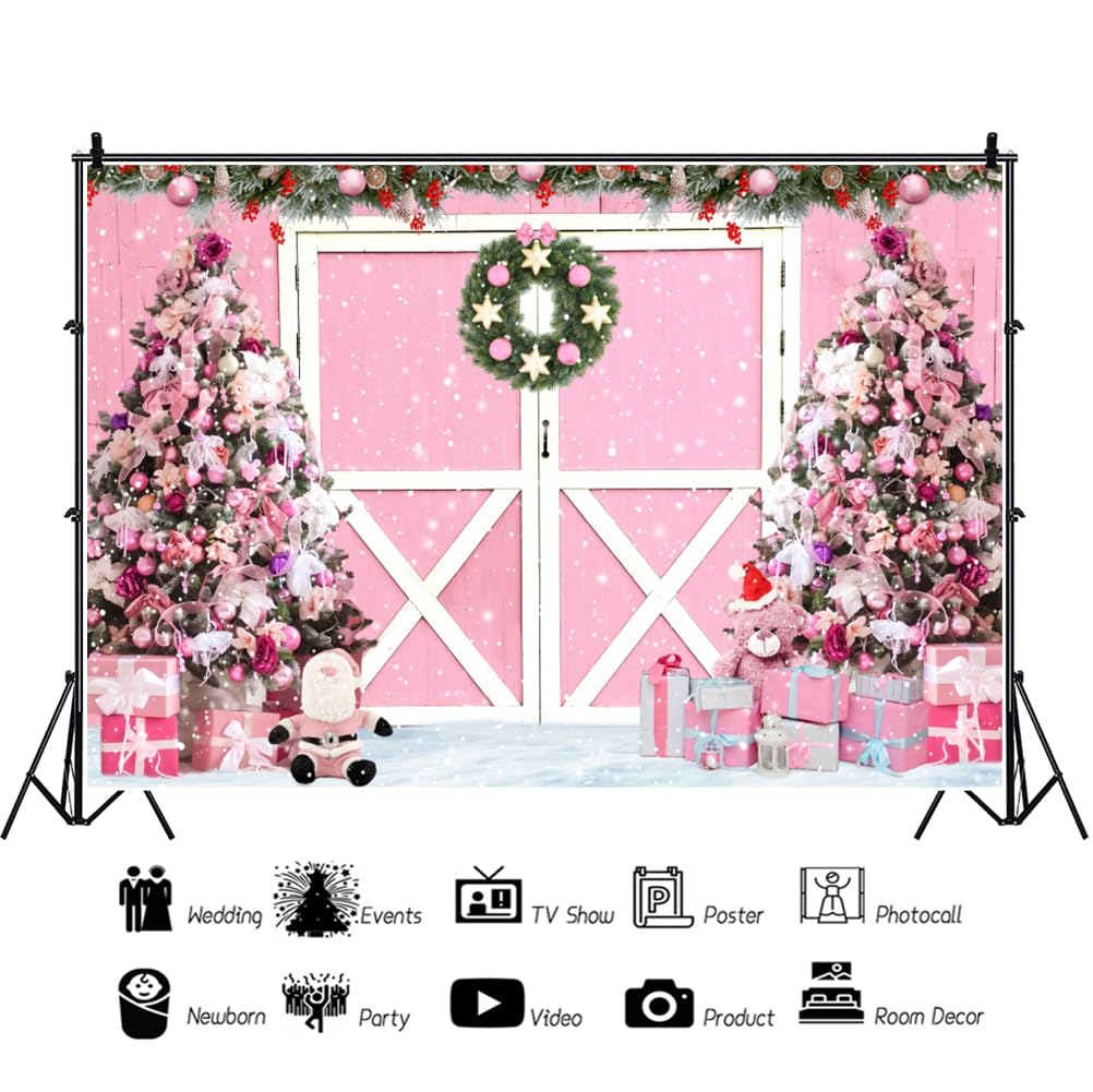 Amazon.com : CRTPOD 8x6ft Pink Christmas Backdrop for Photoshoot